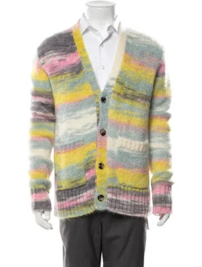 Pre-owned Nahmias Mohair Striped Cardigan In Yellow