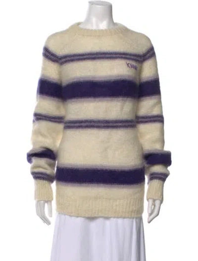 Pre-owned Nahmias Mohair Striped Sweater In Neutrals