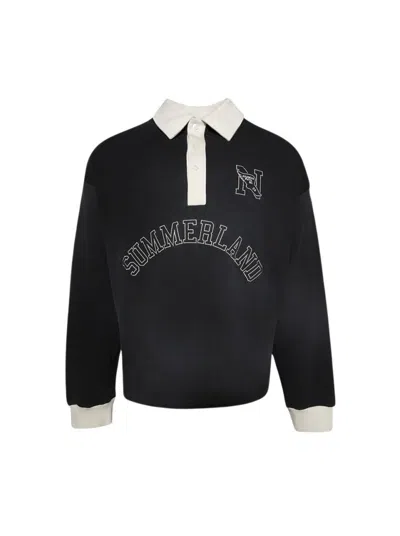 Nahmias N Long Sleeve Polo Shirt Black