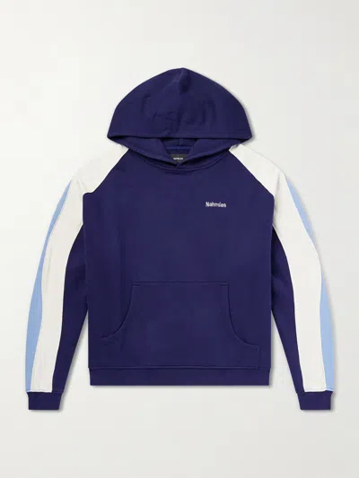Nahmias Ollie Logo-embroidered Cotton-jersey Hoodie In Blue