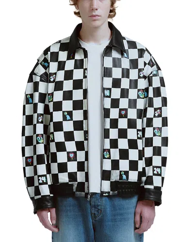 Nahmias Checkerboard-print Leather Jacket In Black