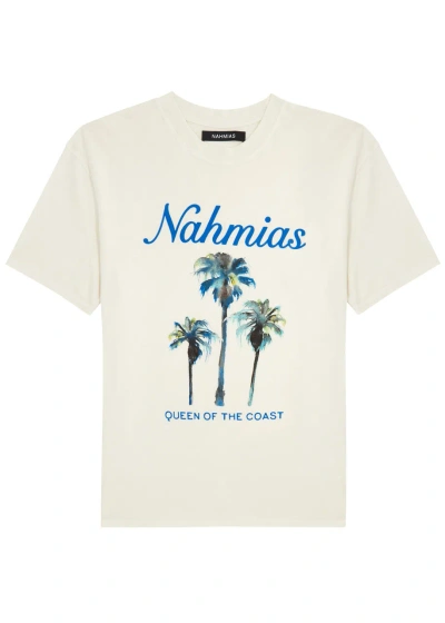 Nahmias Palm Tree Coast Printed Cotton T-shirt In White