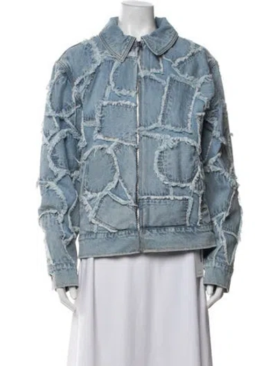 Pre-owned Nahmias Patterned Denim Jacket W/ Tags In Blue
