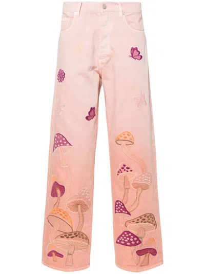 Nahmias Psychedelic Mid-rise Straight-leg Jeans In Pink