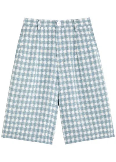 Nahmias Plaid-jacquard Woven Shorts In Grey