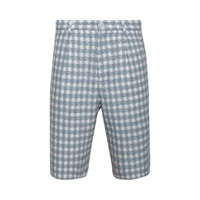 Pre-owned Nahmias Plaid Pleated Shorts 'steel Blue' | Men's Size 36