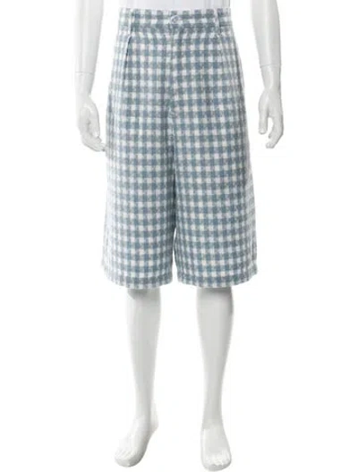 Pre-owned Nahmias Plaid Print Chino Shorts In Blue