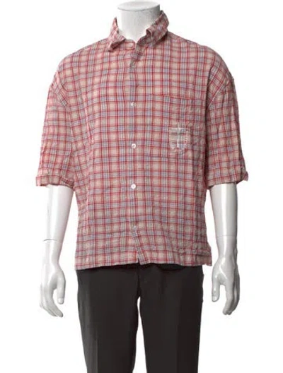 Pre-owned Nahmias Plaid Print Short Sleeve Shirt In Multicolor