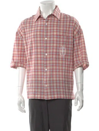 Pre-owned Nahmias Plaid Print Short Sleeve Shirt W/ Tags