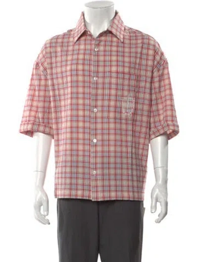Pre-owned Nahmias Plaid Print Short Sleeve Shirt W/ Tags In Multi