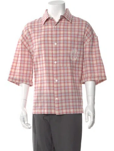 Pre-owned Nahmias Plaid Print Three-quarter Sleeve Shirt W/ Tags