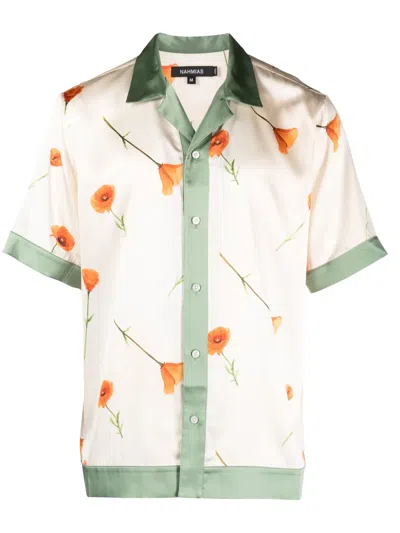 Nahmias Poppy Colour-blocked Relaxed-fit Stretch-silk Shirt In Neutrals