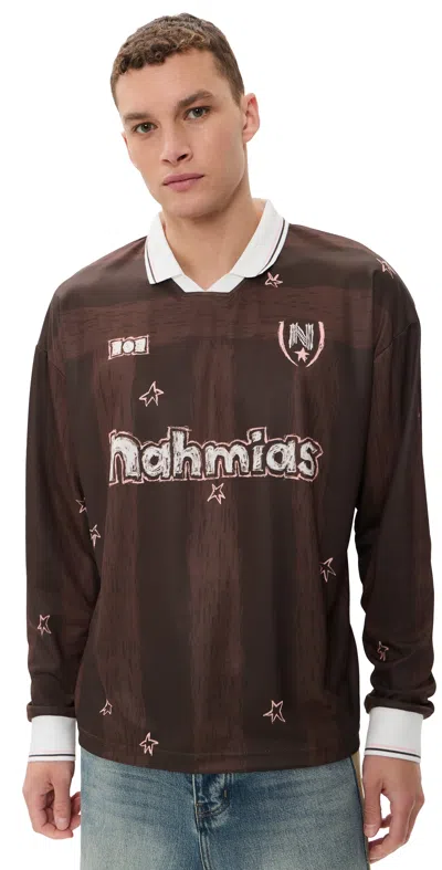 Nahmias Scribble Long Sleeve Soccer Jersey Brown Jersey