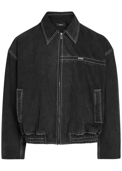 Nahmias Shadowstitch Denim Bomber Jacket In Black