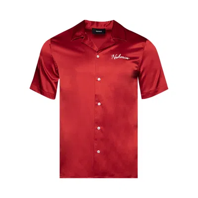 Pre-owned Nahmias Short-sleeve Silk Shirt 'cherry' | Red | Men's Size L