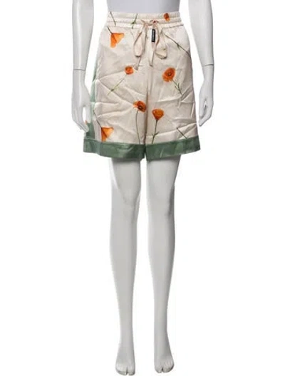 Pre-owned Nahmias Silk Floral Print Lounge Set W/ Tags In Neutrals