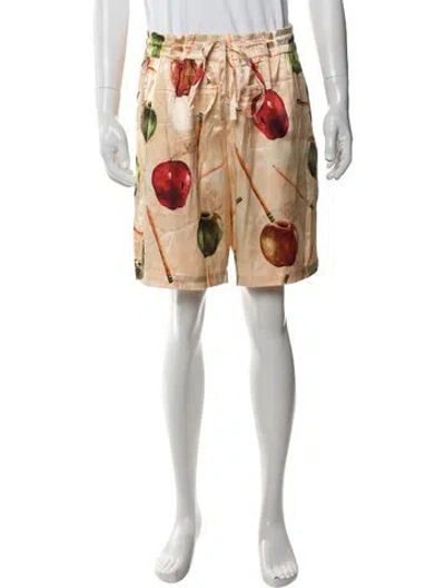 Pre-owned Nahmias Silk Graphic Print Pajama Bottoms In Orange