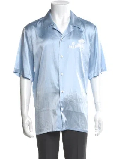 Pre-owned Nahmias Silk Graphic Print Shirt In Blue