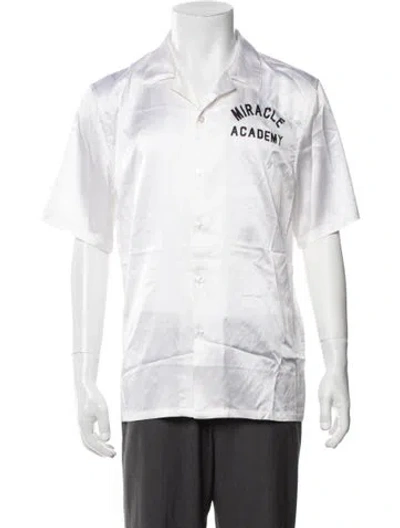 Pre-owned Nahmias Silk Graphic Print Shirt In White