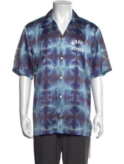 Pre-owned Nahmias Silk Tie-dye Print Shirt In Blue