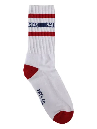 Nahmias Striped Logo-lettering Socks In White