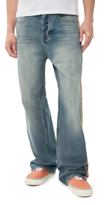 Nahmias Sunfade Denim Track Pants Vintage Indigo Rigid Denim In Blue