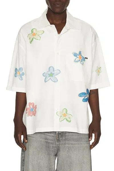 Nahmias Super Bloom Cropped Short Sleeve Shirt In White
