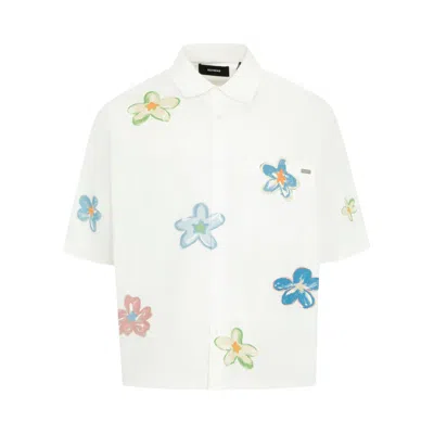 Pre-owned Nahmias Super Bloom Cropped Short-sleeve Shirt 'white' | Men's Size L