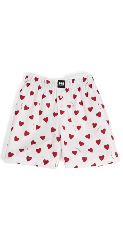 Nahmias Sweet Heart Boxers White/red Poplin