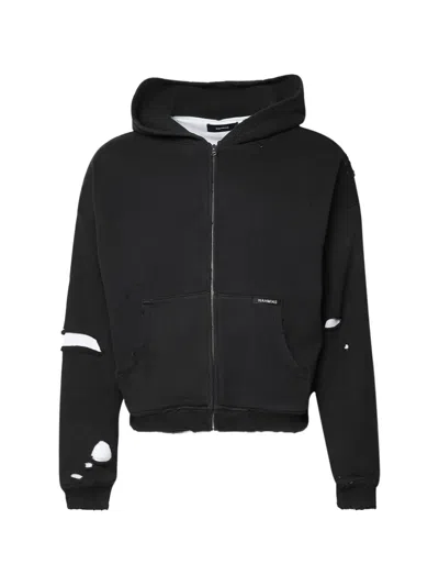 Nahmias Distressed Cotton-jersey Zip-up Hoodie In Black