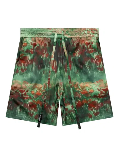 Nahmias Tie Dye-print Silk-blend Shorts In Green