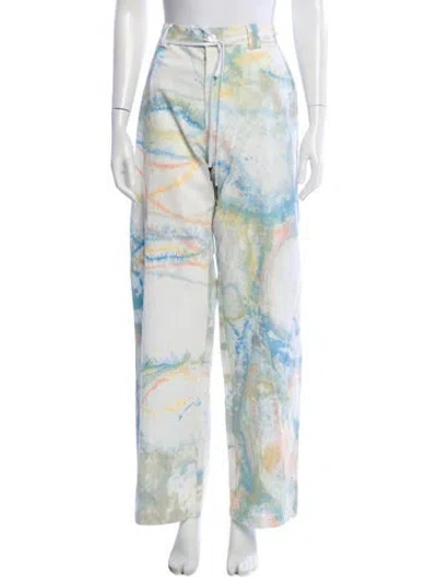 Pre-owned Nahmias Tie-dye Print Wide Leg Pants W/ Tags In Multi