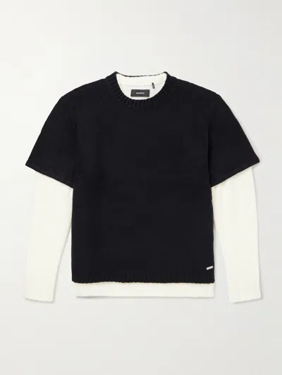 Nahmias Two-tone Layered Brushed Sweater In Black