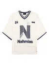 Nahmias Mens Ivory Knitwear Football Semi-sheer Knitted Top Xl In Blue