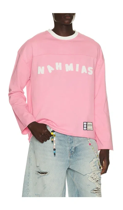 Nahmias Varsity Logo Long Sleeve Shirt In Pink
