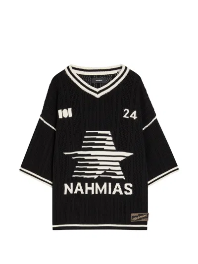 Nahmias Knit Star Cotton-knit Football T-shirt In Black