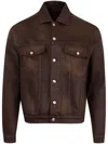 Nahmias Mens Brown Wash Waxed Regular-fit Trucker Denim Jacket In Brown