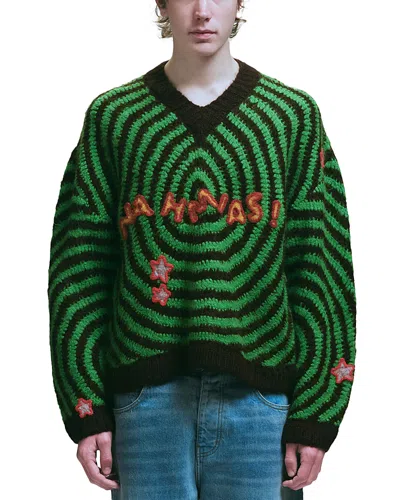 Nahmias Embroidered Alpaca-blend Crochet Sweater In Green