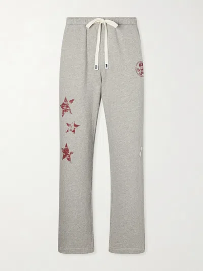 Nahmias Youth Enrichment Wide-leg Logo-print Distressed Cotton Sweatpants In Gray
