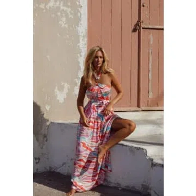 Naia Aruba Halter Maxi Dress In Paradise Island In Pink
