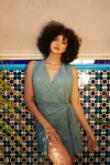 Naia Beach Mini Wrap Dress In Green