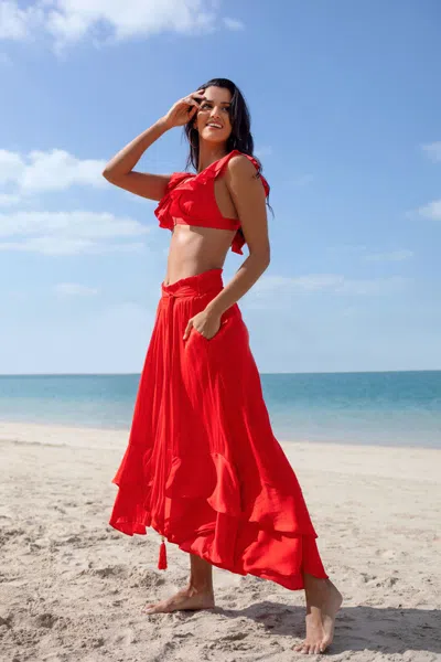 Naia Beach Multiway Red Maxi Beach Skirt