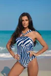 Naia Beach Zebra Print Swimsuit In Navy/white