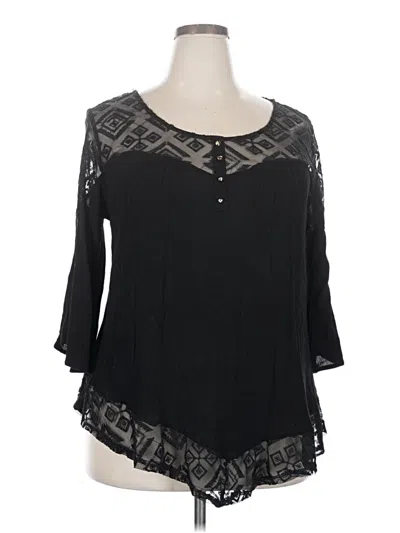 Pre-owned Naif 3/4 Sleeve Blouse In Black