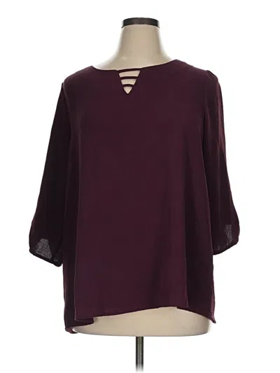 Pre-owned Naif 3/4 Sleeve Blouse In Burgundy