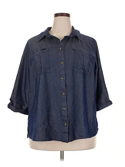 Pre-owned Naif 3/4 Sleeve Button Down Shirt In Blue