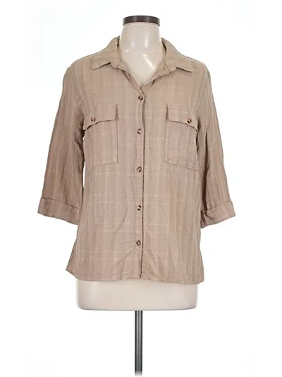 Pre-owned Naif 3/4 Sleeve Button Down Shirt In Tan