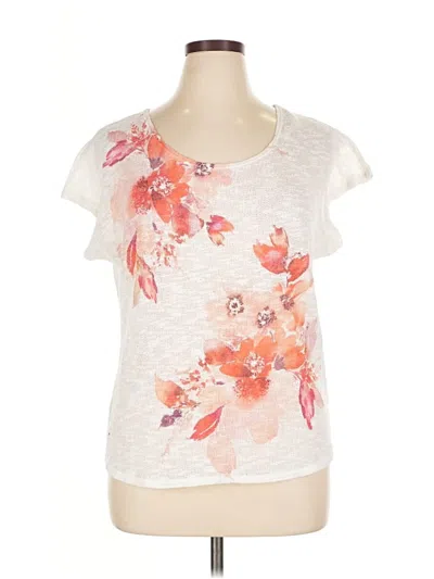 Pre-owned Naif Short Sleeve Top Ivory Scoop Neck Tops In White