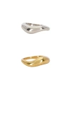 Naiia Harlow Ring Set In Metallic Gold,metallic Silver