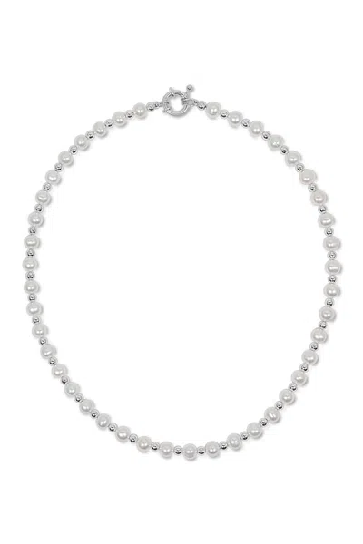 Naiia Men's White Venice Pearl And Sterling Silver Necklace